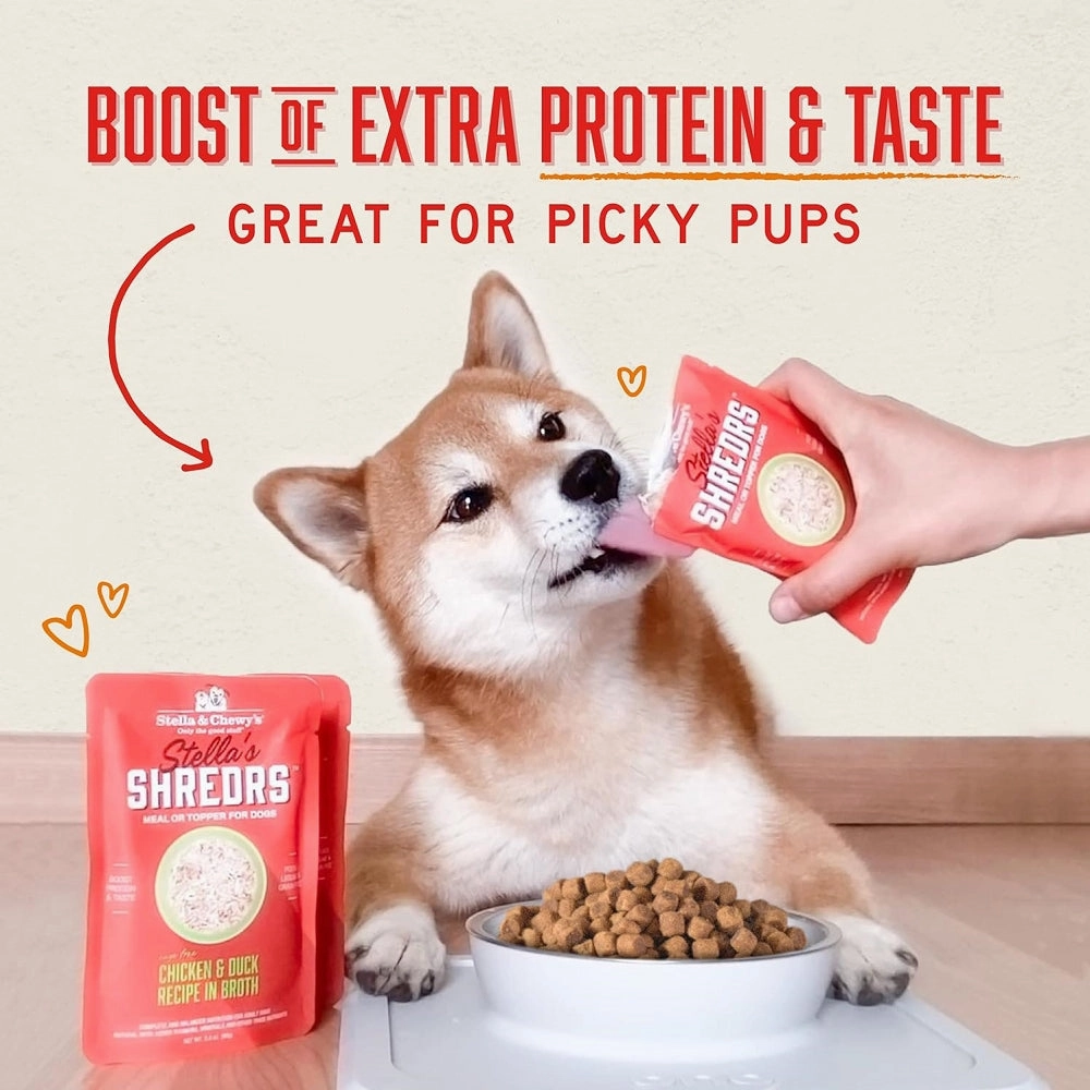 Stella's Shredrs Beef & Chicken Recipe in Broth Dog Pouch