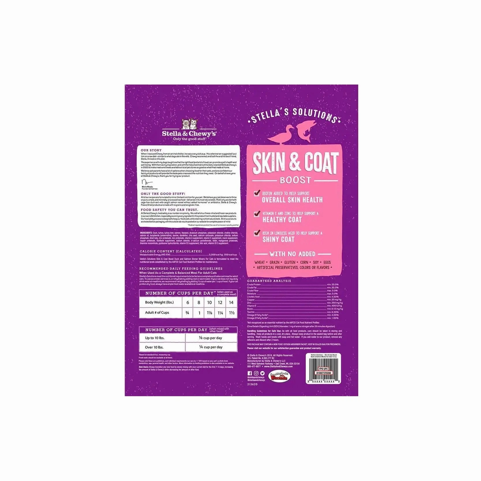 Stellas Solutions Skin & Coat Boost Cage Free Duck & Wild Caught Salmon Dinner Mixers for Cats 7.5oz