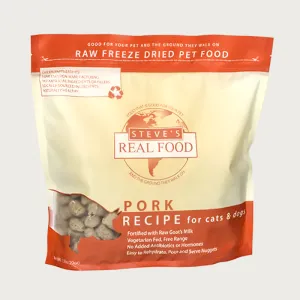 STEVE'S REAL FOOD Freeze-Dried Raw Pork Recipe for Dogs and Cats