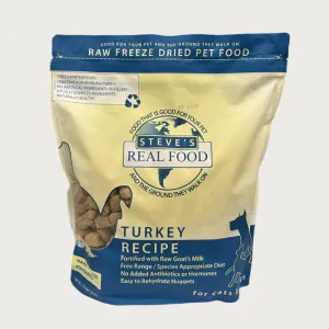 STEVE'S REAL FOOD Freeze-Dried Raw Turkey Recipe for Dogs and Cats
