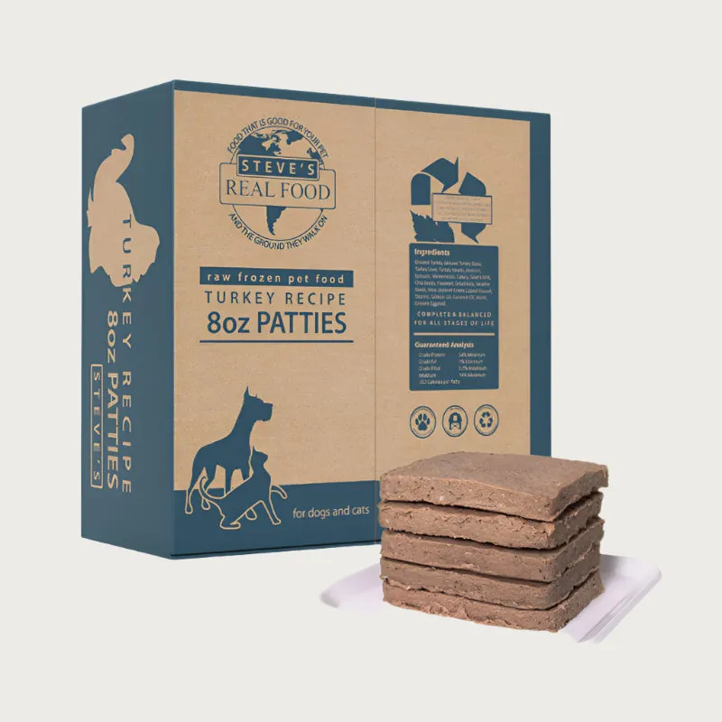 STEVE'S REAL FOOD Frozen Raw Turkey Recipe for Dogs and Cats