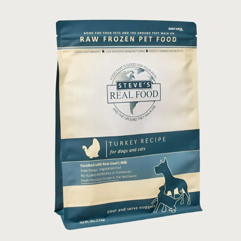 STEVE'S REAL FOOD Frozen Raw Turkey Recipe for Dogs and Cats