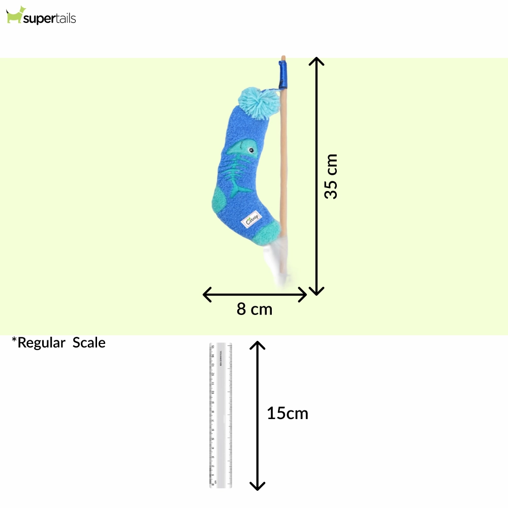 Talking Dog Club Blue Sock Wand Toy for Cats (Blue)