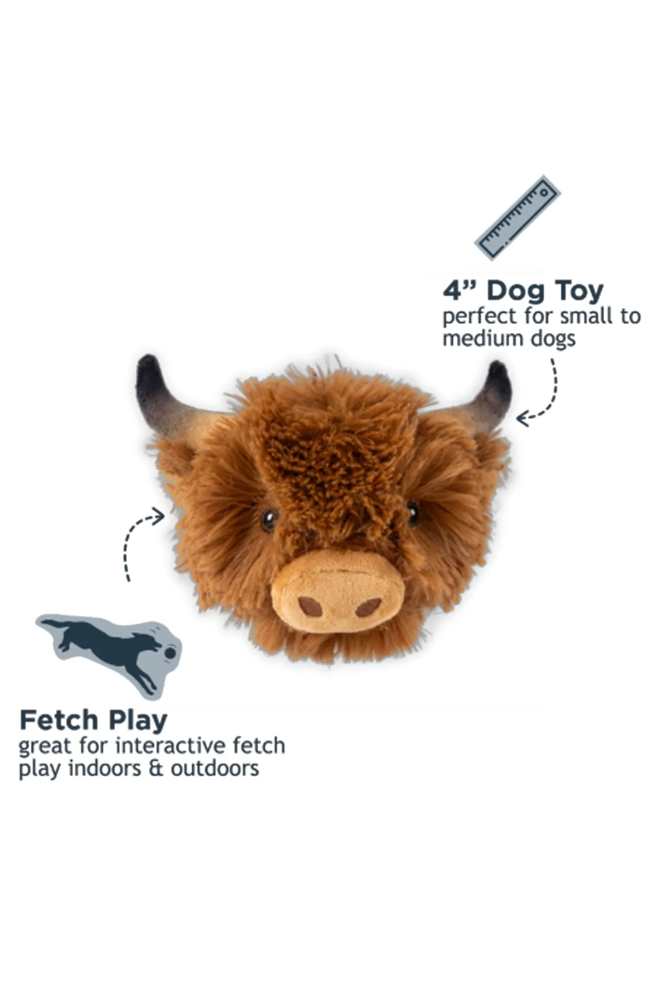 Tall Tails Highland Cow Head 2-in-1 Dog Toy