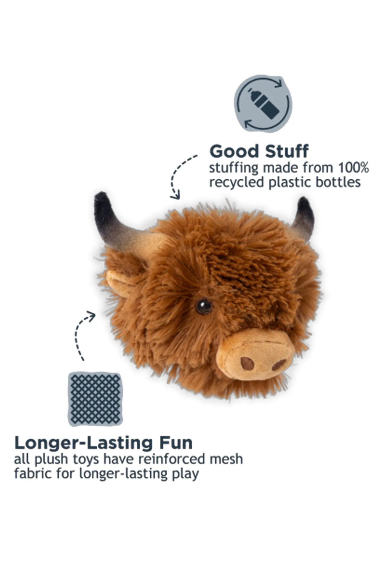 Tall Tails Highland Cow Head 2-in-1 Dog Toy