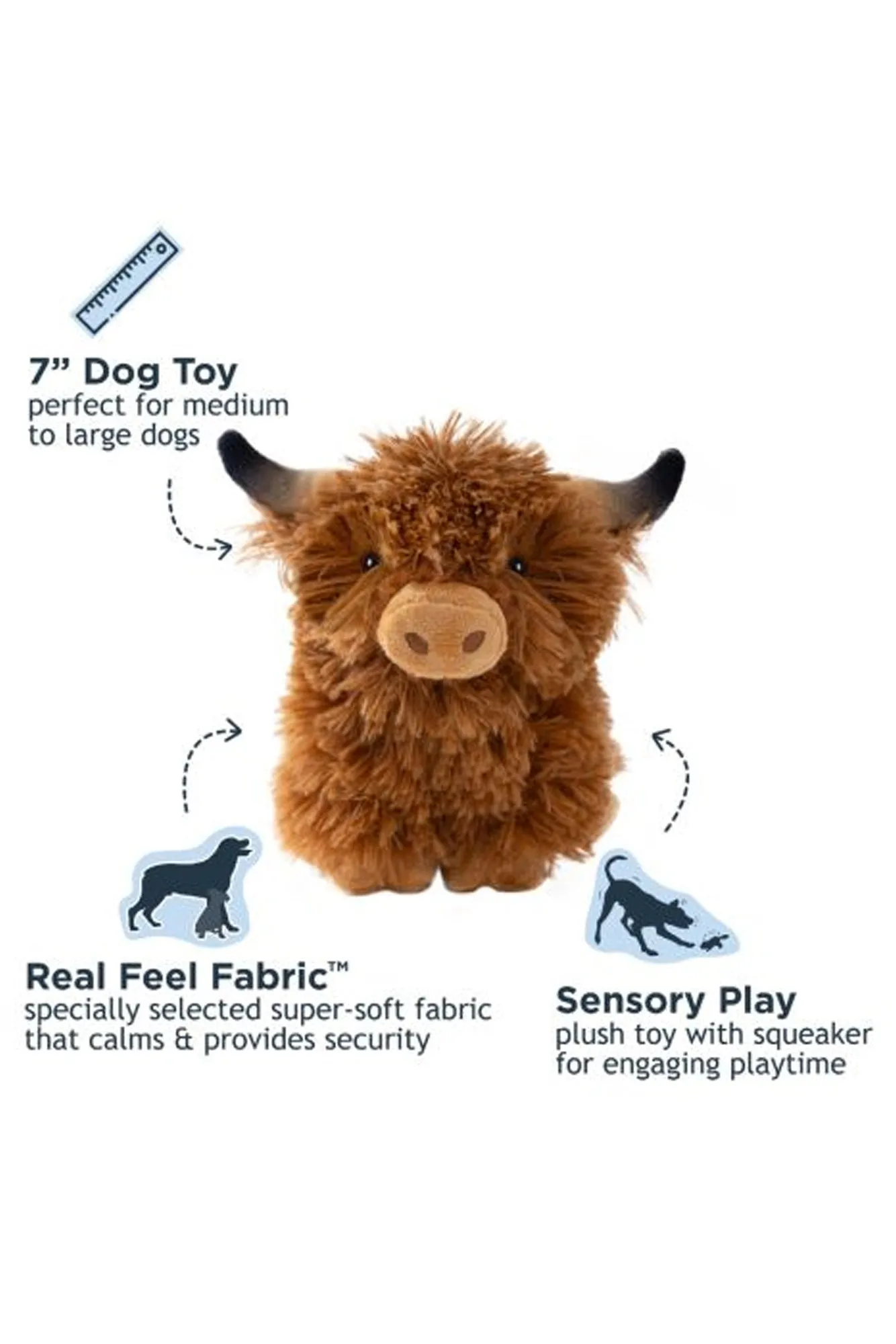 Tall Tails Highland Cow Squeaker Plush Dog Toy