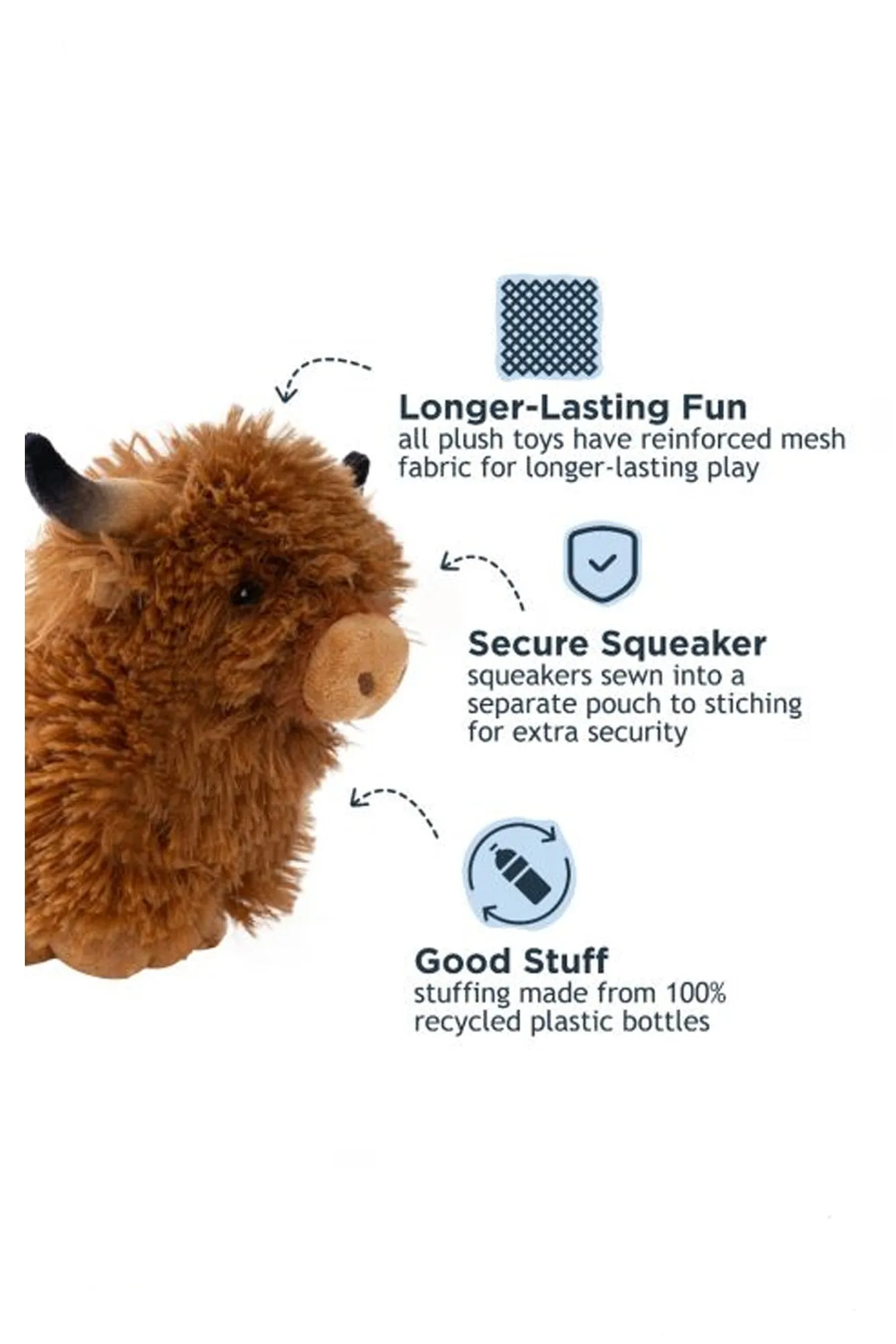 Tall Tails Highland Cow Squeaker Plush Dog Toy