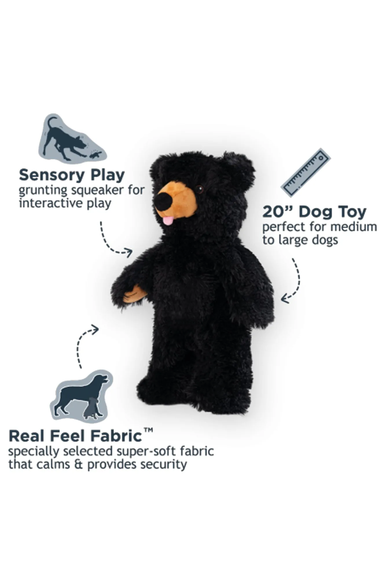 Tall Tails Stuffless Black Bear Dog Toy