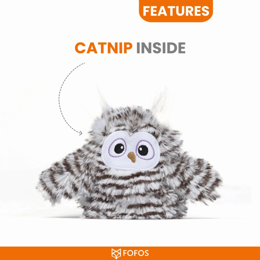 Temptations Creamy Purrrr ee Chicken & Tuna Treats and Fofos Flapping Owl Chirping Interactive Toy for Cats Combo