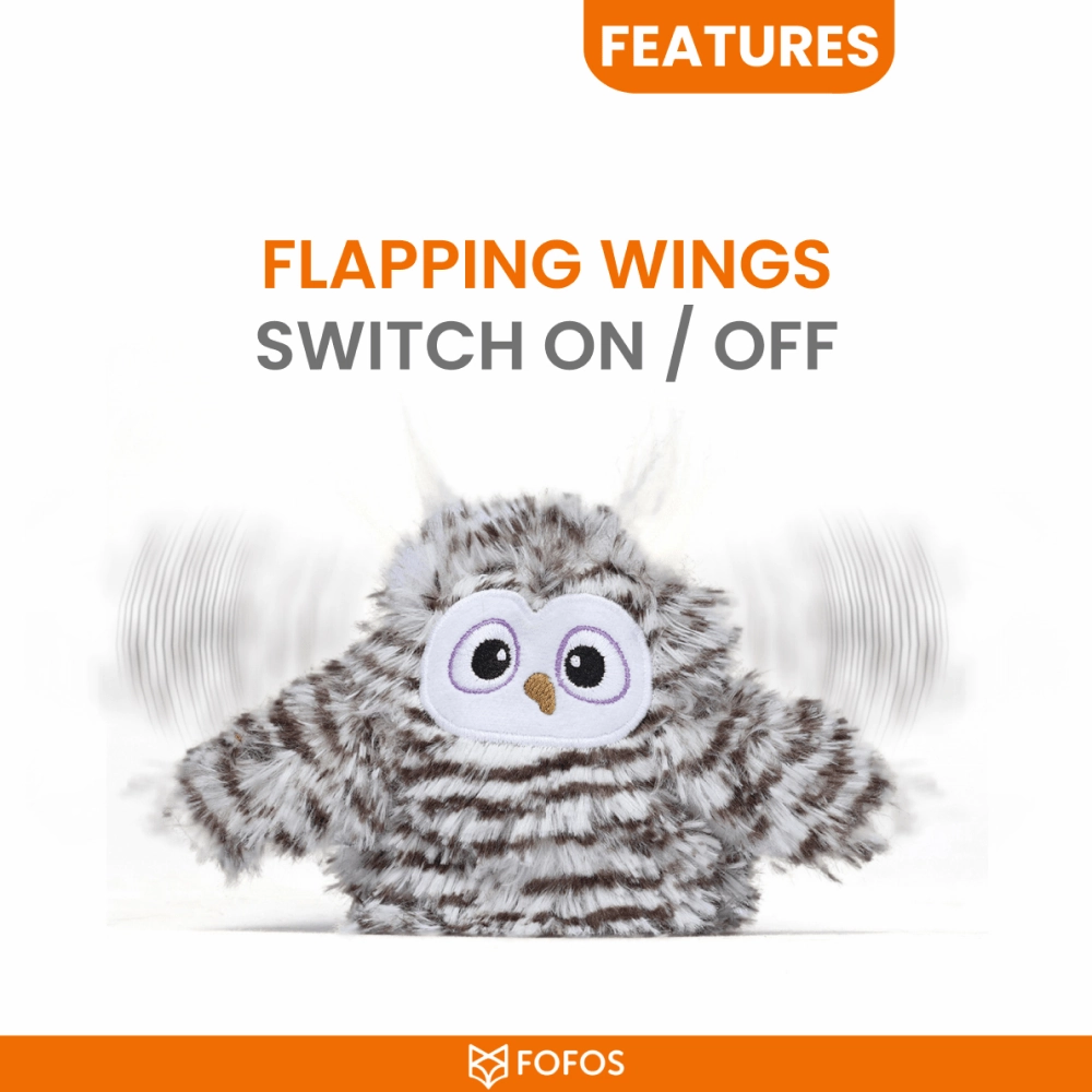 Temptations Creamy Purrrr ee Chicken & Tuna Treats and Fofos Flapping Owl Chirping Interactive Toy for Cats Combo