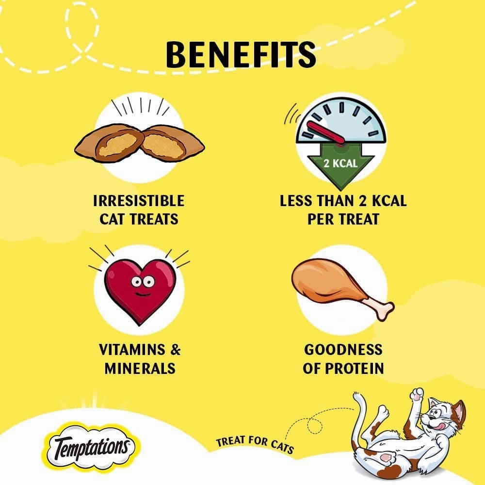 Temptations Savoury Salmon, Tasty Chicken and Tempting Tuna Flavour Cat Treats Combo