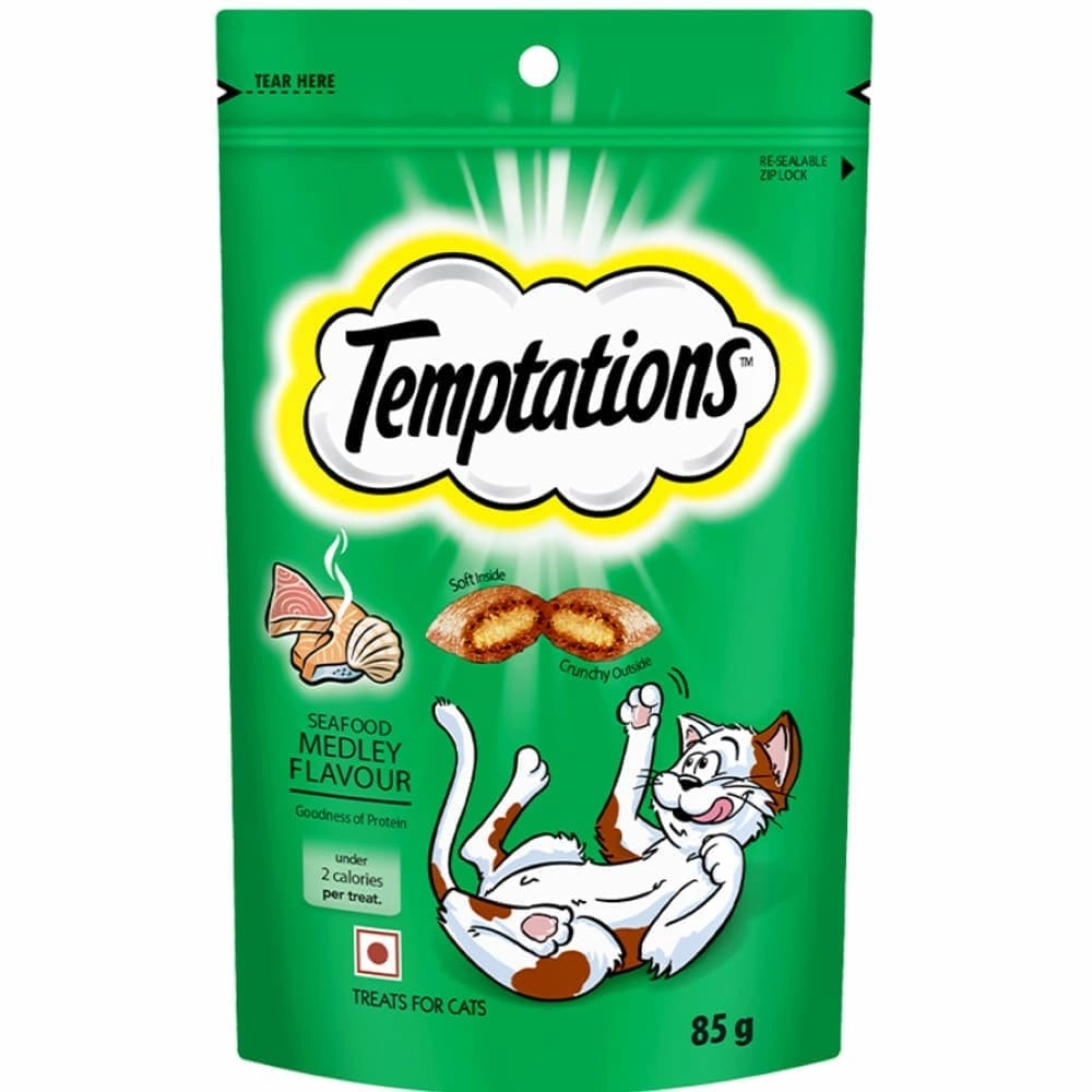 Temptations Seafood Medley, Tasty Chicken and Tempting Tuna Flavour Cat Treats Combo