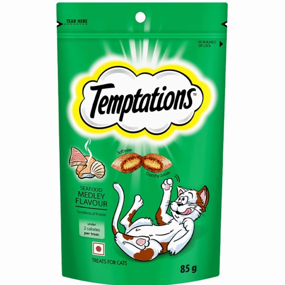 Temptations Tasty Chicken, Savoury Salmon and Seafood Medley Flavour Cat Treats Combo