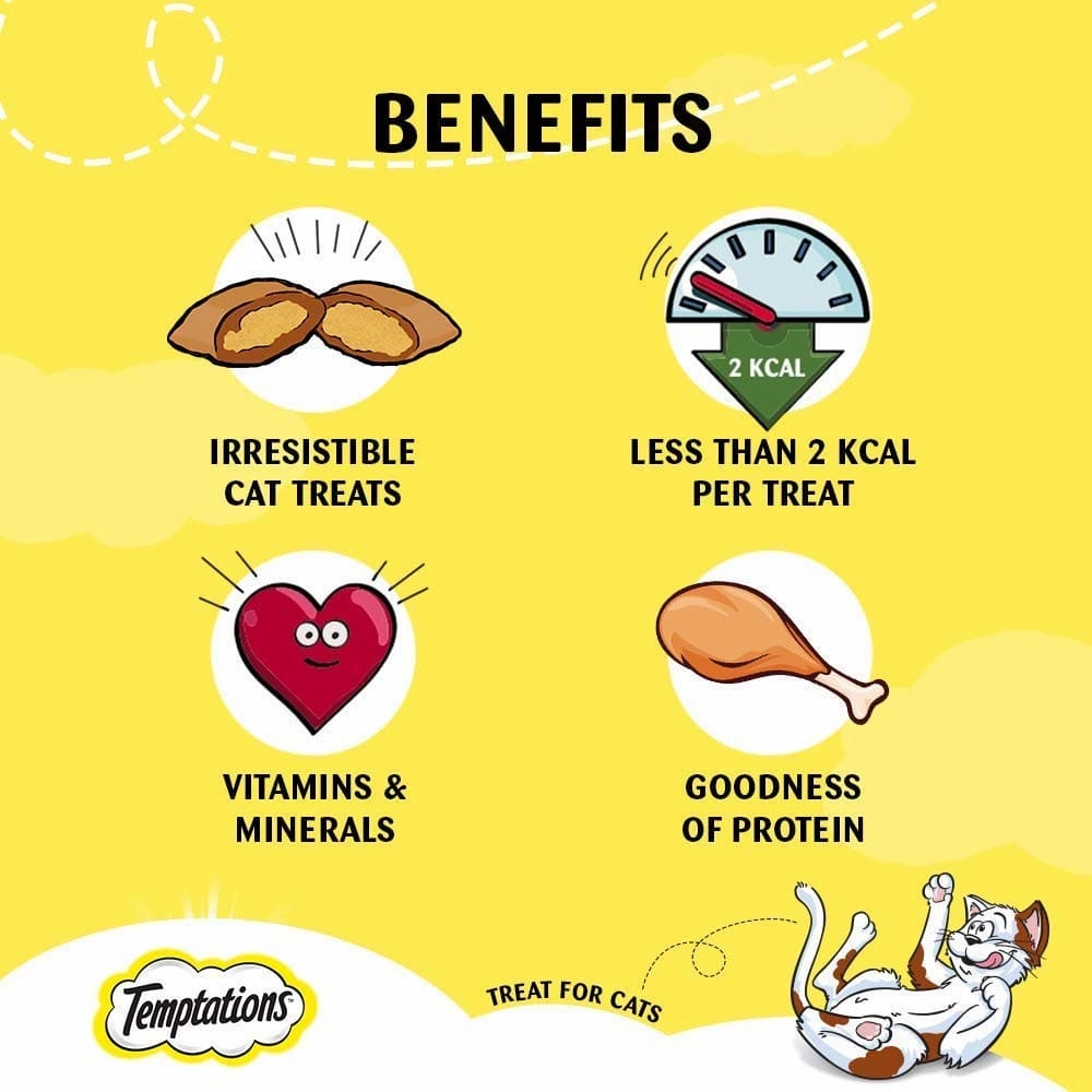 Temptations Tasty Chicken, Savoury Salmon and Seafood Medley Flavour Cat Treats Combo