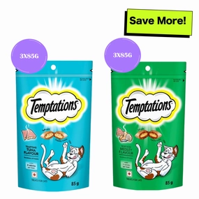 Temptations Tempting Tuna and Savoury Salmon Flavor Cat Treats Combo