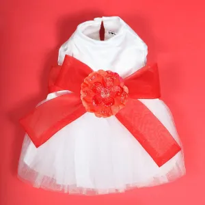The Madeleine Dog Dress With Red Sash