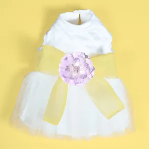 The Madeleine Dog Dress With Yellow Sash