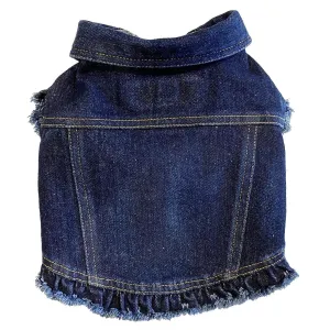 The Marilyn Denim Dog Jacket With Ruffles M