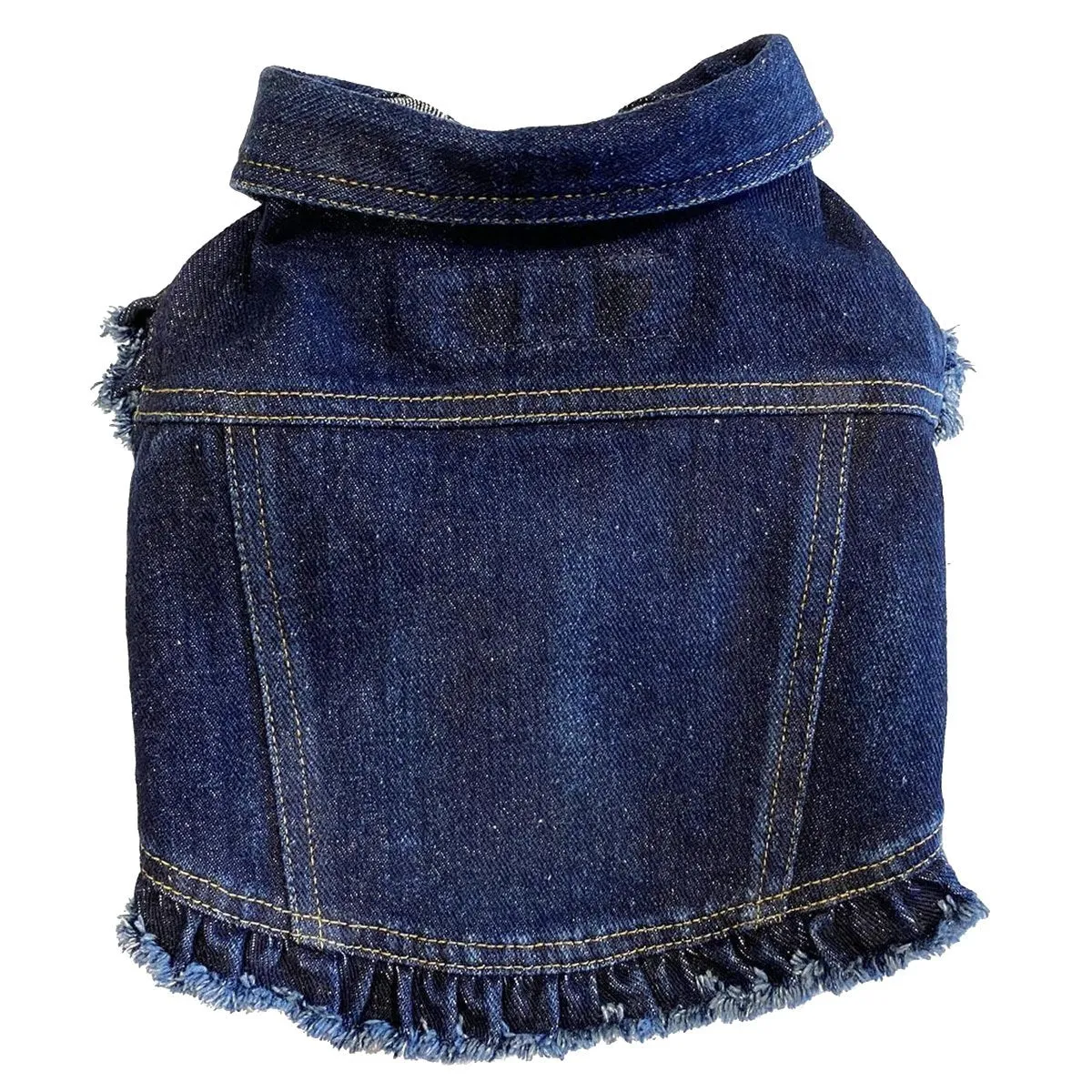 The Marilyn Denim Dog Jacket With Ruffles M