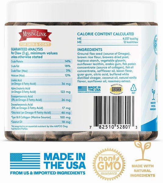 The Missing Link Collagen Care Skin & Coat Soft Chews for Dogs