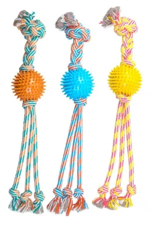 ThoozyPet Squid Tails Tug Rope Dog Toy with Spike Ball