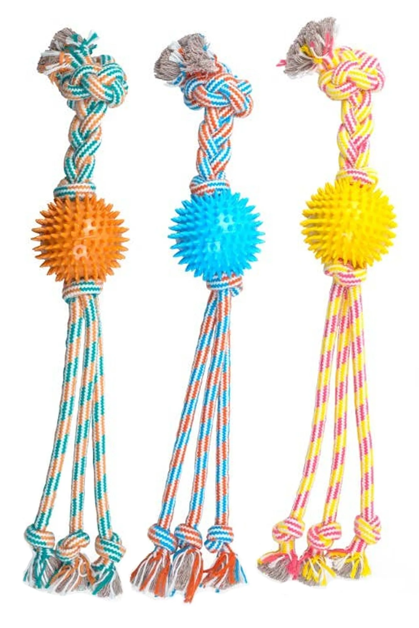 ThoozyPet Squid Tails Tug Rope Dog Toy with Spike Ball