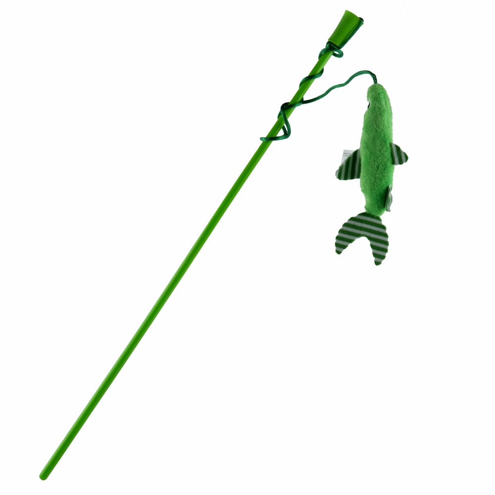 Trixie Cat Teaser With Plush Fish & Catnip Toy for Cats (Green)