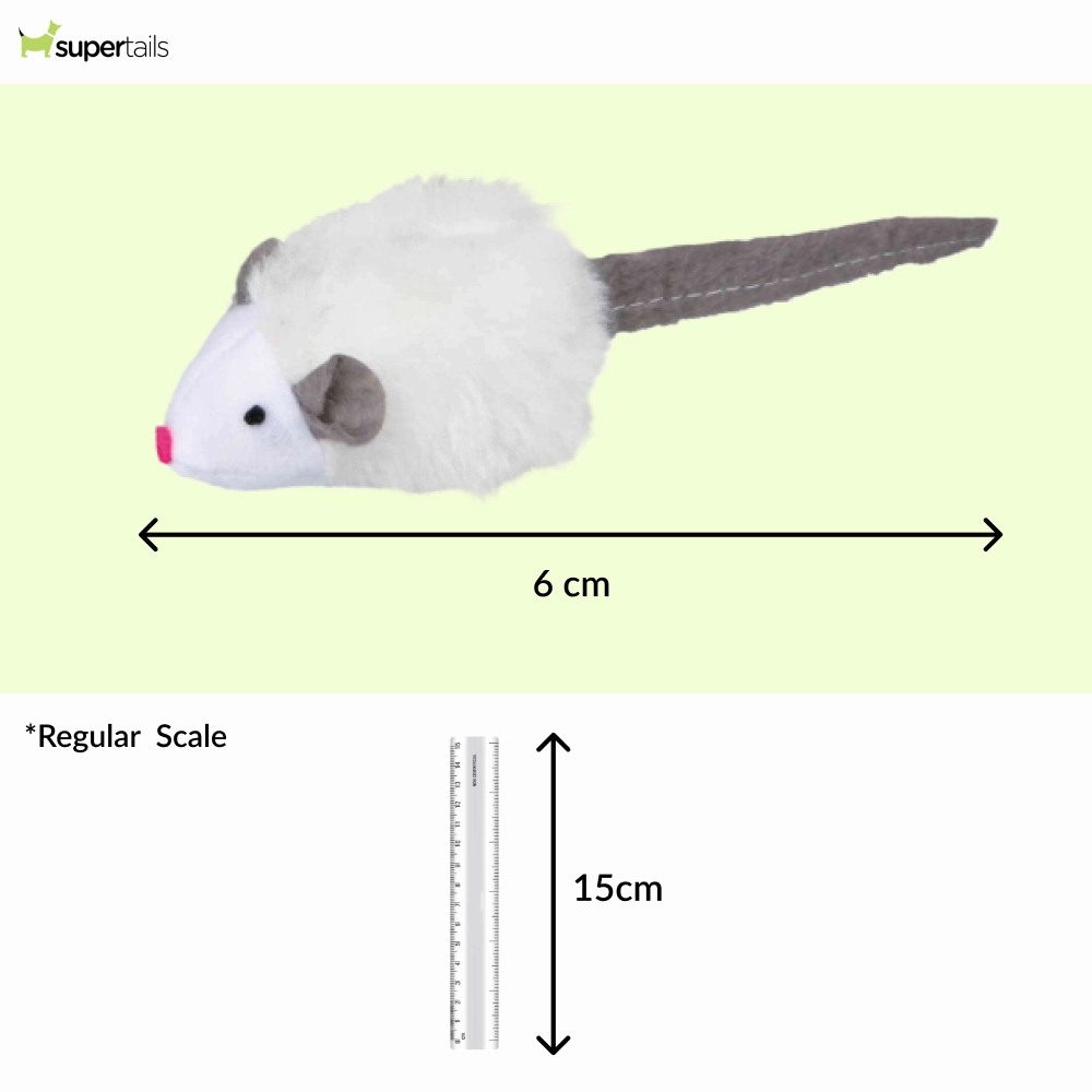 Trixie Microchip Mouse Catnip Plush Toy for Cats (White)