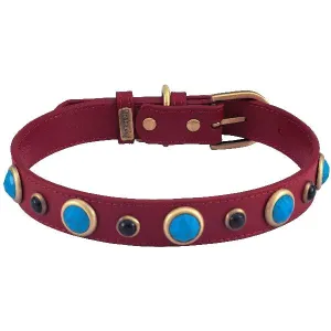 Turquoise And Onyx Imperial Dog Collar