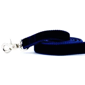 Velvet Dog Leash Navy