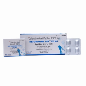 Vetina Kefuroxime Vet 250mg for Dogs and Cats (pack of 4 tablets)
