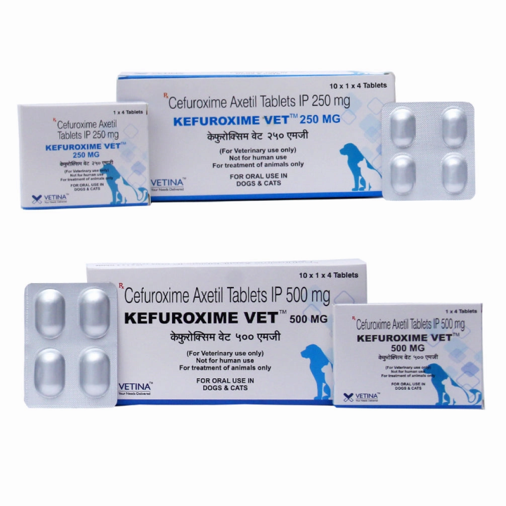 Vetina Kefuroxime Vet 250mg for Dogs and Cats (pack of 4 tablets)