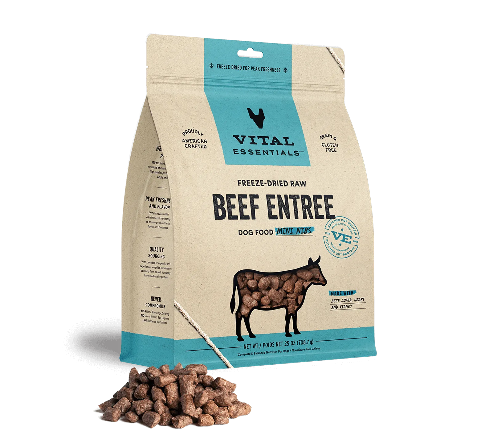 Vital Essentials Beef Entree Mini Nibs Freeze-Dried Raw Dog Food