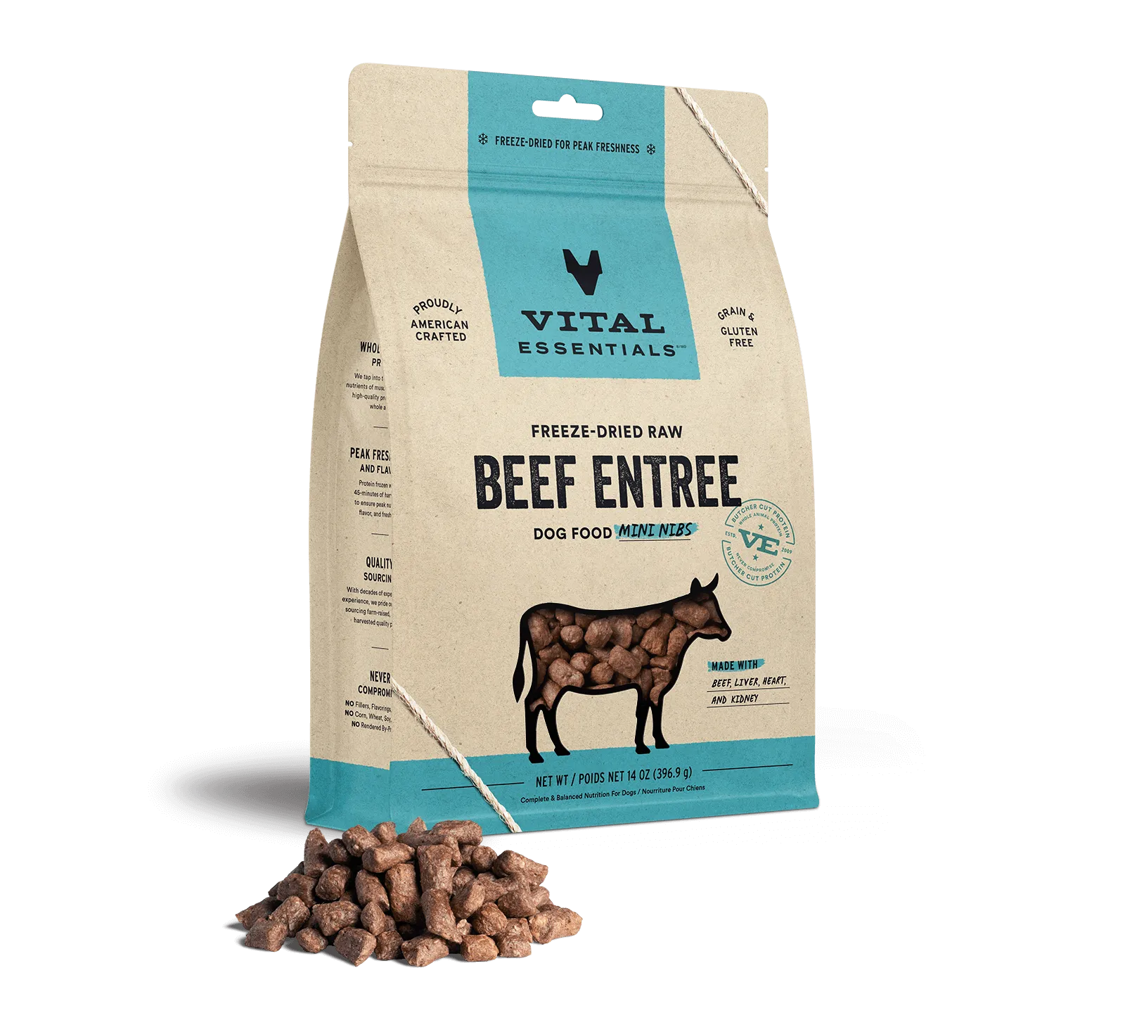 Vital Essentials Beef Entree Mini Nibs Freeze-Dried Raw Dog Food