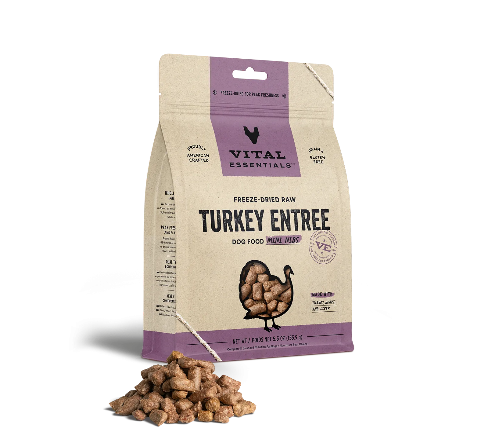 Vital Essentials Turkey Entree Mini Nibs Freeze-Dried Raw Dog Food