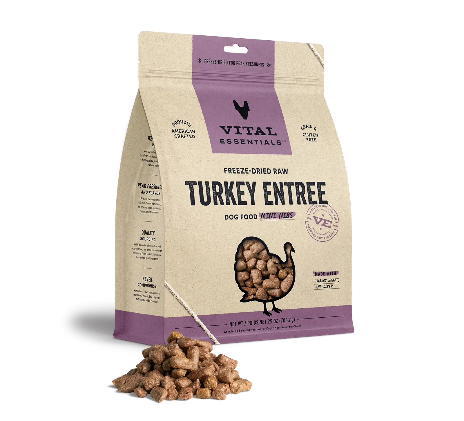 Vital Essentials Turkey Entree Mini Nibs Freeze-Dried Raw Dog Food