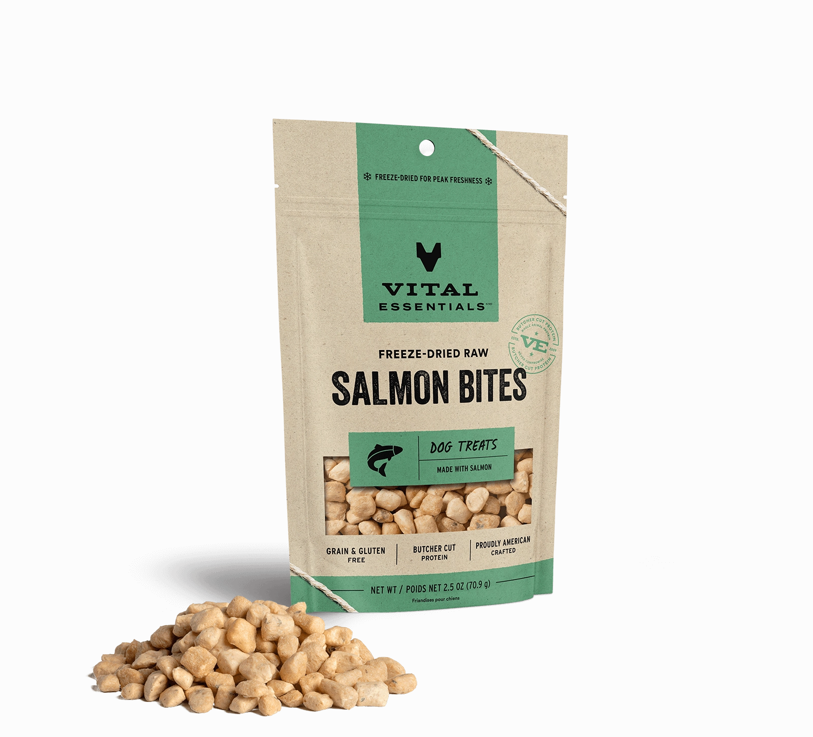 Vital Essentials Freeze-Dried Alaskan Salmon Bites Dog Treats