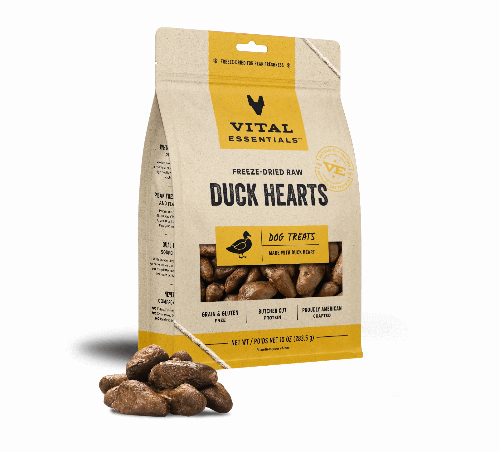 Vital Essentials Freeze-Dried Duck Hearts Dog Treats