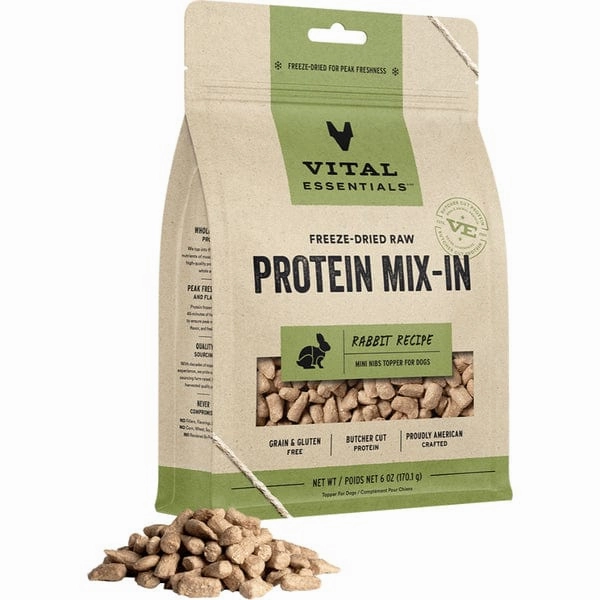 Vital Essentials Freeze-Dried Raw Protein Mix-In Rabbit Recipe Dog Food Topper