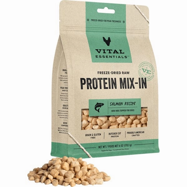 Vital Essentials Freeze-Dried Raw Protein Mix-In Salmon Recipe Dog Food Topper