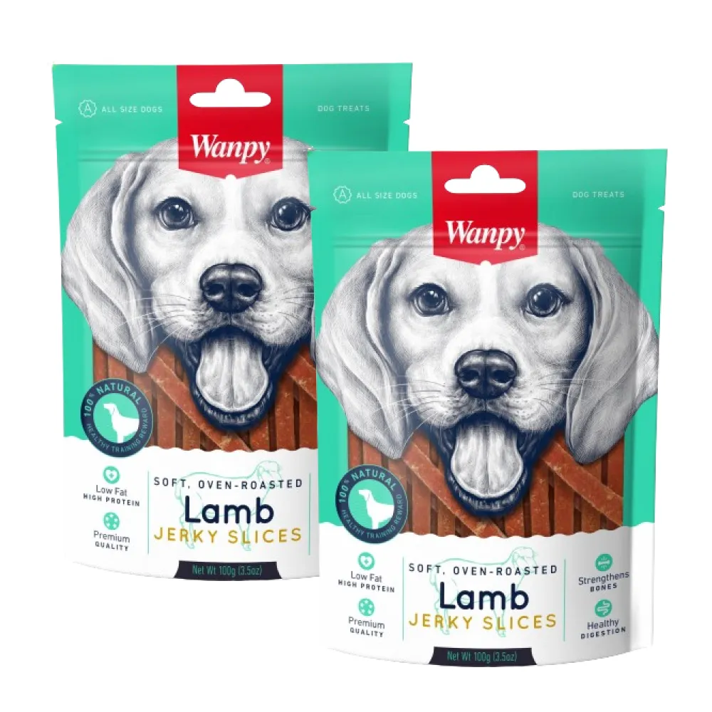 Wanpy Oven Roasted Soft Lamb Jerky Slices Dog Treats