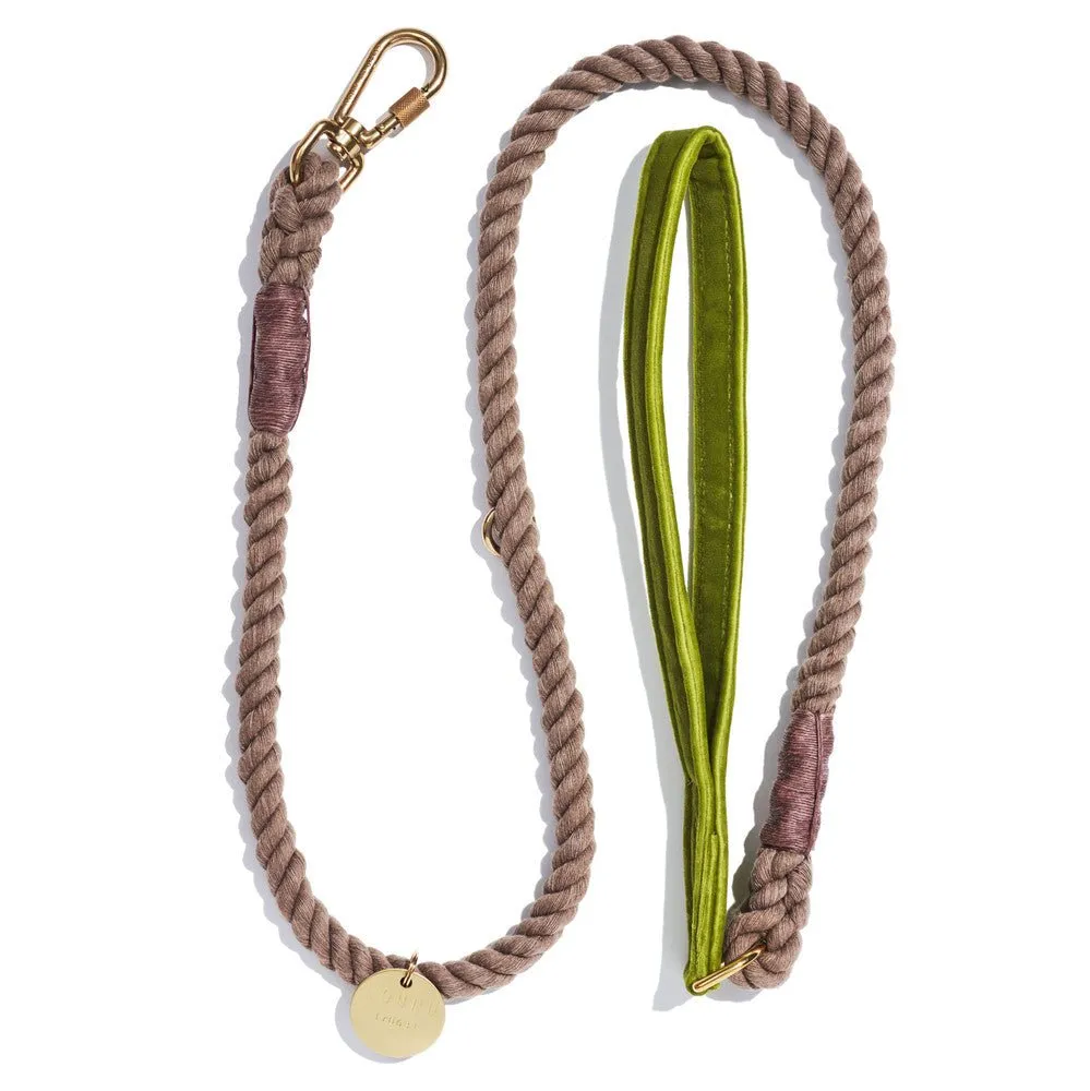 Washable Velvet Dog Leash Moss