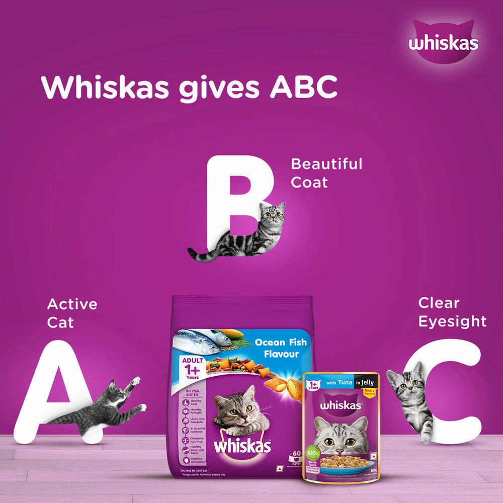 Whiskas Ocean Fish and Tuna in Jelly Meal Adult Cat Wet and Dry Food Combo