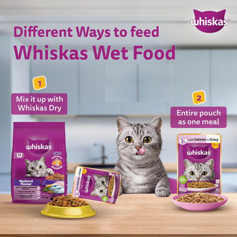 Whiskas Salmon in Gravy Meal Adult Cat Wet Food