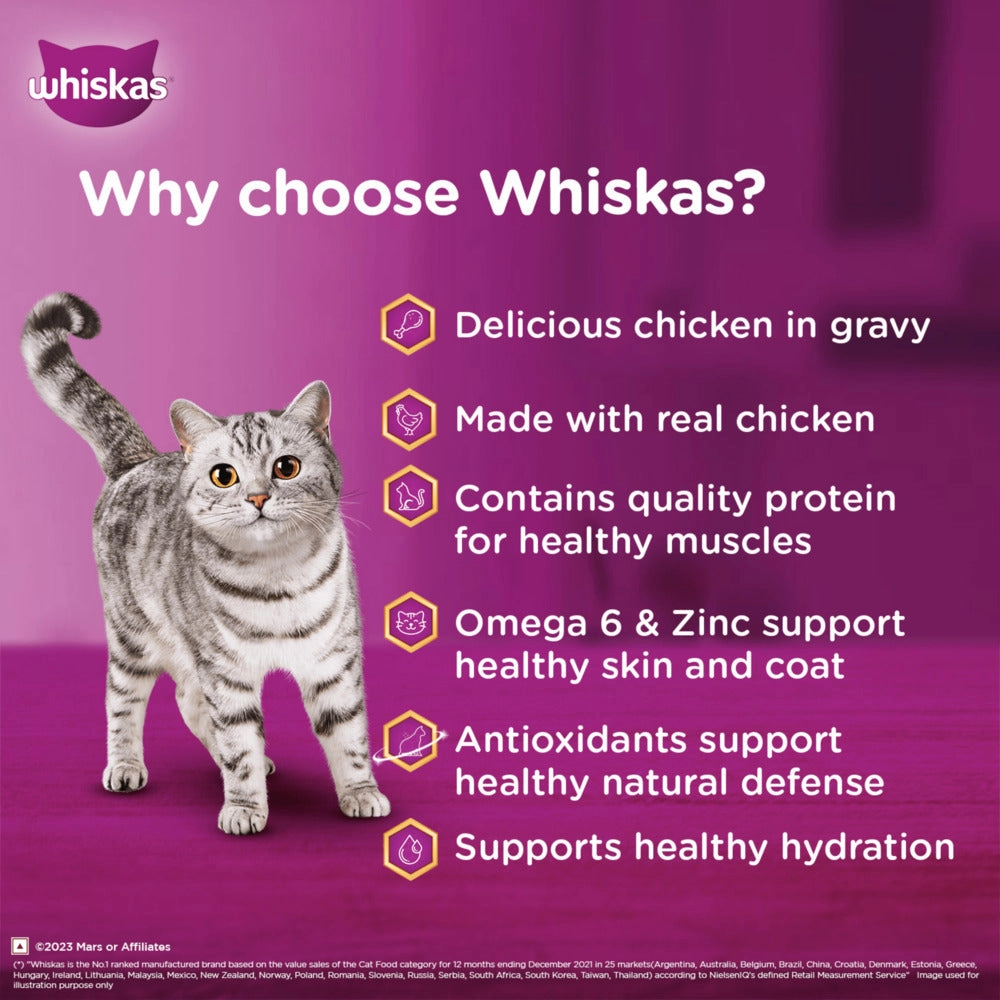 Whiskas Salmon in Gravy Meal and Chicken With Salmon Wakame Seaweed in Gravy Tasty Mix Adult Cat Wet Food Combo
