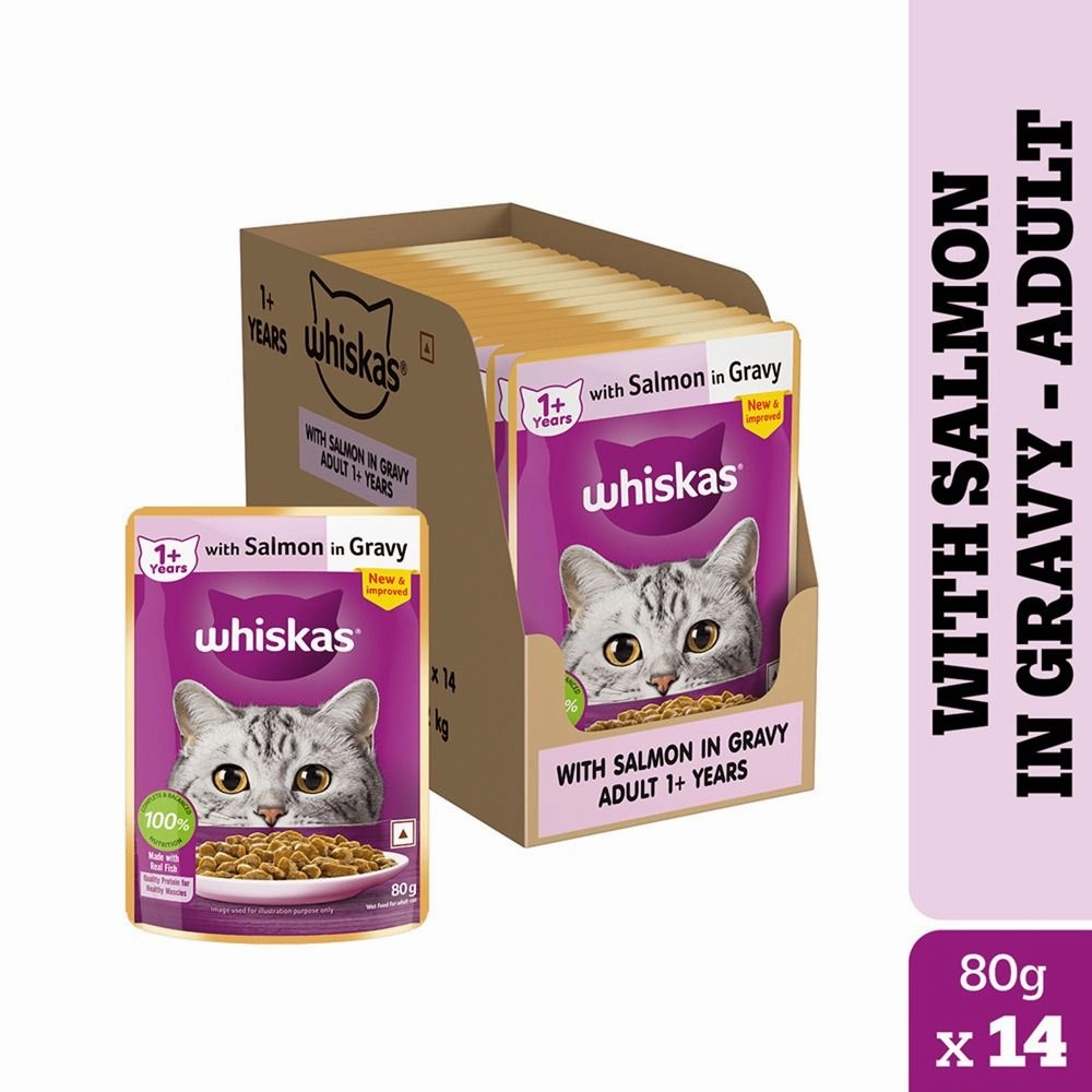 Whiskas Salmon in Gravy Meal and Ocean Fish Adult Cat Wet Food Combo