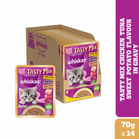 Whiskas Tasty Mix Chicken Tuna with Sweet Potato Kitten Cat Wet Food