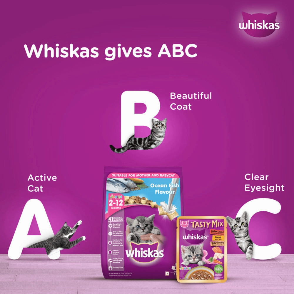 Whiskas Tasty Mix Seafood Cocktail Carrot Gravy Kitten Cat Wet Food