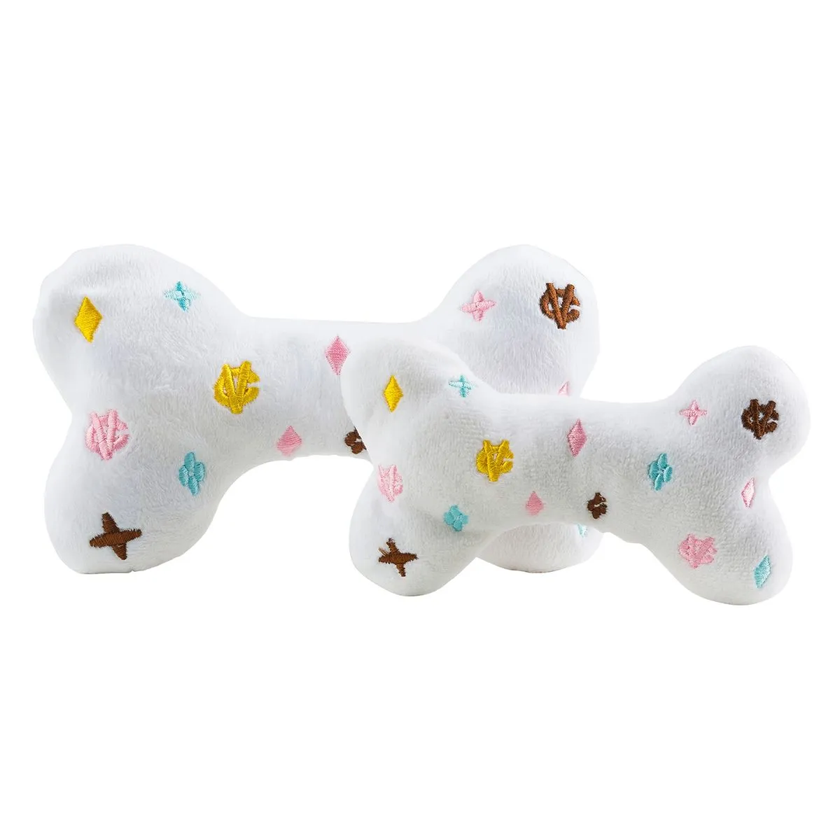White Chewy Vuiton Bone Dog Toy