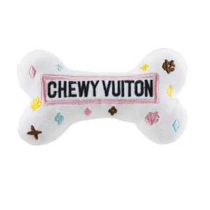 White Chewy Vuiton Bone Dog Toy